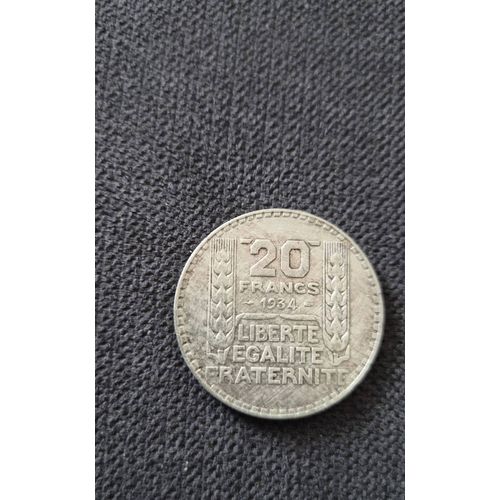 20 Francs Turin 1933 Rameaux Longs Argent 680‰ France / Silver