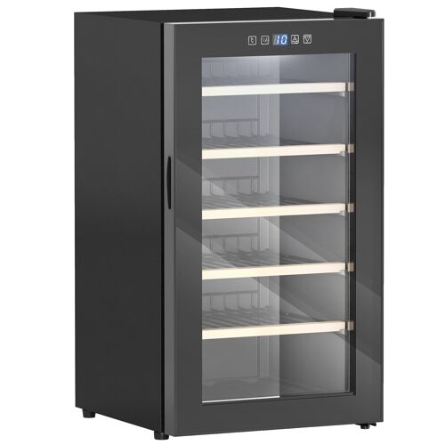 Cave à vin 41 bouteilles 91L réfrigérateur à vin silencieux avec porte en verre, éclairage LED, écran tactile numérique, frigo vin contrôle de la température 5-20 ?, noir