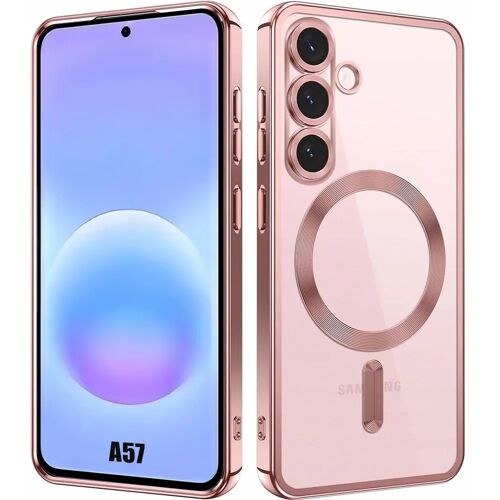 Coque pour Samsung Galaxy A57 5G, Protection Antichoc Contour Chromé Rose avec Cercle Magnétique - E.F.Connection