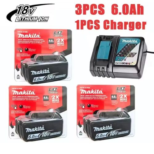 Lot de 3 batteries 18V 6.0Ah compatibles Makita + chargeur