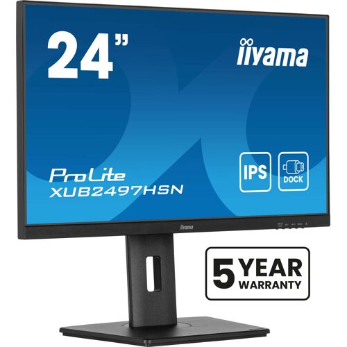 iiyama ProLite XUB2497HSN-B2 - Écran LED - 24" (23.8" visualisable) - 1920 x 1080 Full HD (1080p) @ 100 Hz - IPS - 300 cd/m² - 1300:1 - 1 ms - HDMI, DisplayPort, USB-C - haut-parleurs - noir, mat