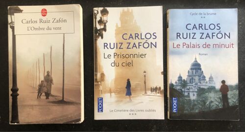 Carlos Ruiz Zafon , Lot De Trois (3) Romans : Le Palais De Minuit ; Le Prisonnier Du Ciel ; L’Ombre Du Vent