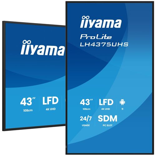 iiyama ProLite LH4375UHS-B2AG - 43" écran LCD rétro-éclairé par LED - signalisation numérique - avec lecteur multimédia intégré, SDM Slot PC - 4K UHD (2160p) 3840 x 2160 - noir (cadre), finition matte