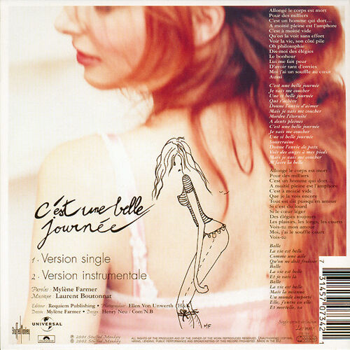 Mylène Farmer - Cd Single 2 Versions Du Titre "Belle Journée" - Single / Instrumentale - Pochette Cartonnée - 2002