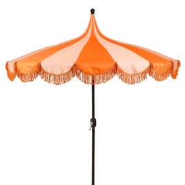 Mica Decorations Kim Parasol Rayé Avec Sac De Transport - Protection Solaire 238 X Ø235 Cm - Parasol Plage Jardin Ou Balcon - Polyester, Acier - Orange