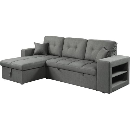Canapé d'angle convertible/réversible tissu style bubble "Axel" - 3 places - Gris