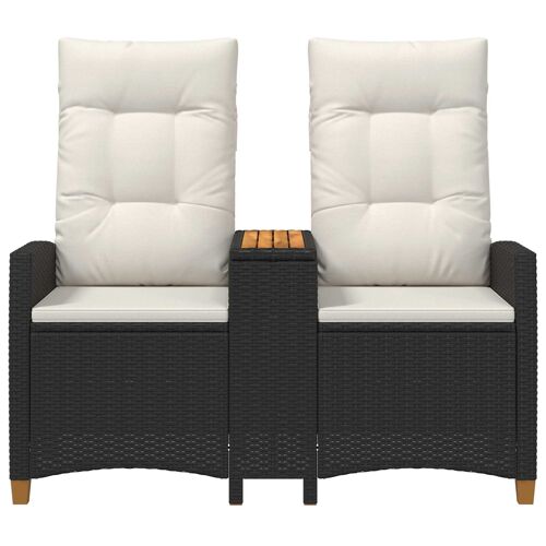 Vidaxl Banc Inclinable Avec Table Noir Et Blanc Crème Polyrotin