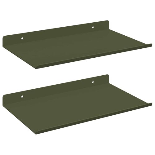 vidaXL Étagère Murale avec étagère 2 pcs Vert olive 30 x 18 x 2,5 cm