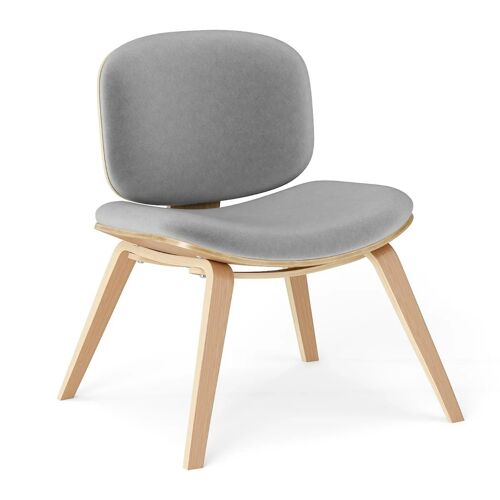 Chaise fauteuil lounge sans accoudoirs 65 x 60 x 76 cm confort ergonomique design moderne en bois courbé gris Helloshop26 20_0011067