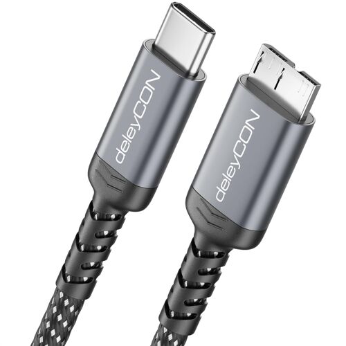 KALANKA-2m Câble USB 3.0 Micro-B 5 Gbps - USB-C vers Micro-B - Câble Nylon de Données pour Boîtiers/Disques Durs Externes HDD/SSD - pour Toshiba, WD, Seagate, Samsung, etc.