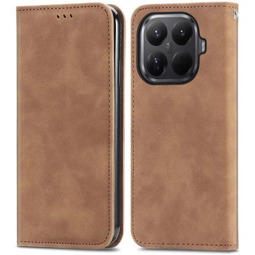 KALANKA-Coque pour Xiaomi 15T Pro 5G Case, Cuir PU Rétro Folio Rabat Portefeuille Etui, avec [Fente Cartes] [Support] [Fermeture Magnétique] Antichoc Housse, Brun