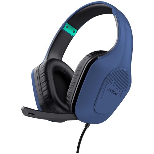 Trust Gaming GXT 415B Zirox Casque Gaming Léger avec Transducteurs 50 mm pour PC, Xbox, PS4, PS5, Switch, Mobile, Audio Jack 3.5 mm, Câble de 2 m, Casque Gamer Filaire Over-Ear avec Micro - Bleu