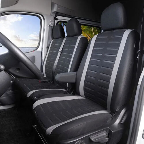 Housse Siege Voiture Couvre Universal Fit La Plupart Des Camions Camionnette Bus Siège Avant 1 + 2 (3 Places) Gris