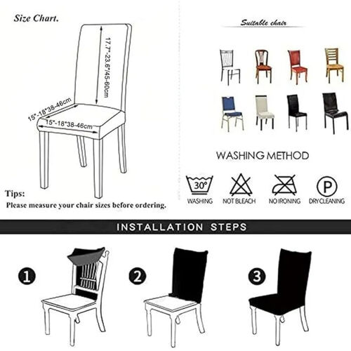 Lot De 6/4 Housses De Chaise En Cuir Synthtique Impermables Extensibles Pour Salle Manger - Pour Maison, Bureau, 6 Housse De Chaise