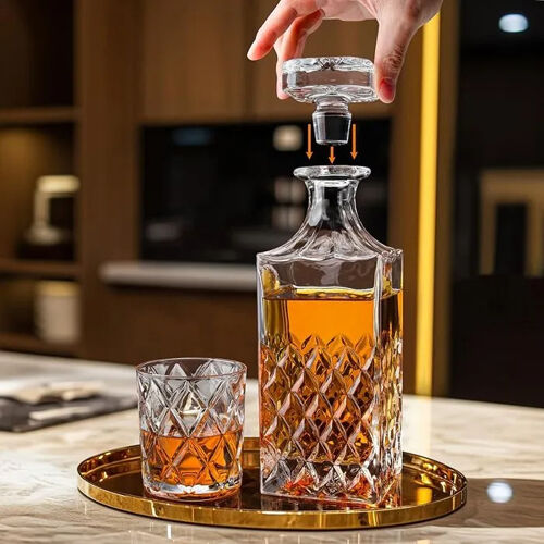 Carafe À Whisky En Cristal De 849 Ml Avec 4 Verres Dans Un Coffret Cadeau Carafe À Whisky Sans Plomb Et Mu Verre A Vin