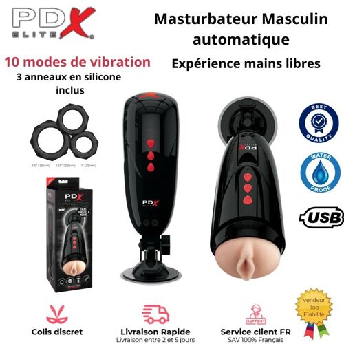 Masturbateur Automatique Pdx - Rechargeable Usb - Modes Vibrations - Sextoy Homme