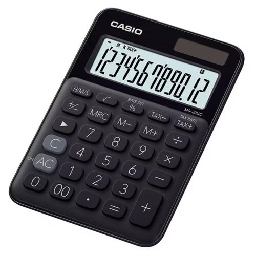 Casio MS-20UC - Calculatrice de bureau - 12 chiffres - panneau solaire, pile - noir