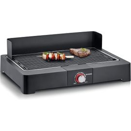 Ulteronixshop-SEVERIN Barbecue électrique 2 200 W avec grille en fonte d'aluminium, Barbecue de table avec pare-vent amovible, eBBQ avec bac à eau pour utilisation en intérieur et extérieur, Noir, PG