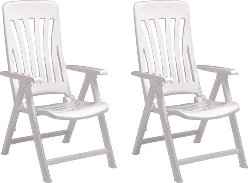 Ulteronixshop-Blanes Set 2 Fauteuils De Jardin. Recliners 5 Position, Avec Haut Dossier Et Accoudoirs | Léger Et Confortable Avec 5 Multiposition, Pliable - Couleur Blanc