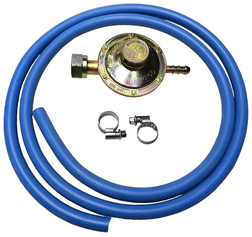 Ulteronixshop-Régulateur basse pression cuisines barbecue gaz + 2 m tuyau GPL + 2 colliers de serrage, bleu ciel