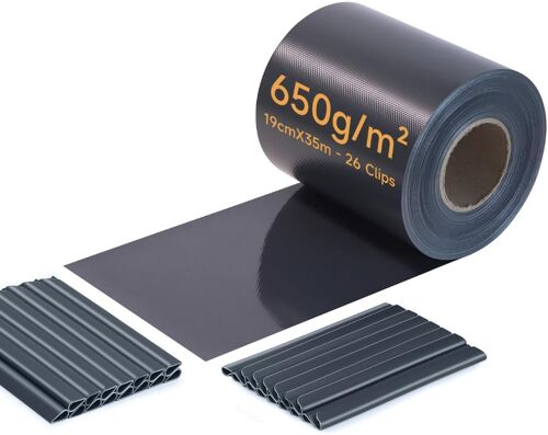 Ulteronixshop-Bande Brise-Vue En Pvc Pour Clôture Double Fil - 650 G/M² - 35 M X 19 Cm - Avec 24 Clips/Bandes De Serrage - Brise-Vue - Brise-Vue - Film De Clôture De Jardin (Anthracite)
