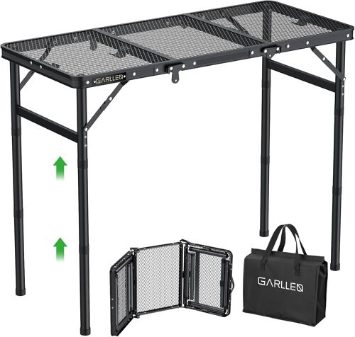 Ulteronixshop-Table De Barbecue Pliable, 87 X 40 Cm Et 3 Hauteurs Réglables (26/48/70 Cm), Légère Et Portable, Table De Camping, Table D'appoint, Table De Jardin, Table De Pique-Nique
