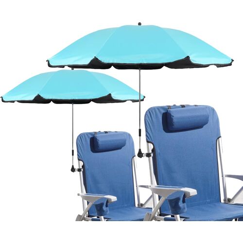 Ulteronixshop-Lot De 2 Parasols De Chaise Avec Pince Réglable, Upf 50+, Parapluie D'ombrage, Parapluie À Clipser Pour Terrasse, Plage, Poussettes, Fauteuils Roulants, Voiturettes De Golf (Bleu)