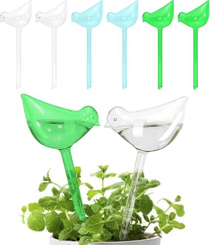 Ulteronixshop-Lot de 6 globes d'arrosage automatique pour plantes d'intérieur, insert de pot à arrosage automatique, dispositifs d'auto-arrosage pour les amateurs de plantes (transparent + bleu lac +