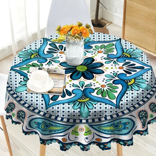 Ulteronixshop-Nappe Ronde Facile À Nettoyer, Nappe De Table Bohème Imperméable En Polyester Pour Maison, Extérieur, Salle À Manger, Cuisine, Jardin, Fête, Pique-Nique, Terrasse