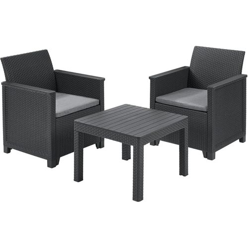 Ulteronixshop-Emma Balcony Set De Meubles De Jardin En Rotin Avec 2 Fauteuils Et Table Basse, Graphite