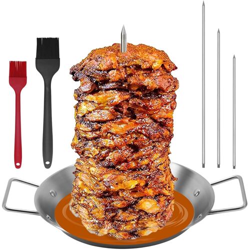 Subzonal-Support Vertical Pour Brochettes À Kebab En Acier Inoxydable, Avec 2 Brosses Et 3 Tailles Amovibles (20,3 Cm, 25,4 Cm Et 30,5 Cm) Convient Pour Griller De La Viande Grillée, Du Poulet Entier