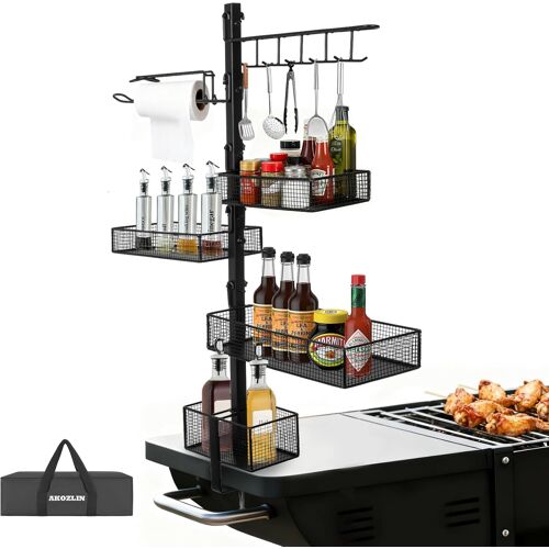 Ulteronixshop-Organiseur d'accessoires de barbecue pour grille Blackstone avec porte-serviettes en papier et porte-outils, support pour barbecue, barbecue en plein air, noir