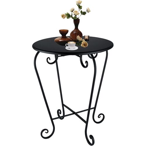 Ulteronixshop-Table d'appoint d'extérieur en métal - Petite table de balcon - Résistante aux intempéries et à la rouille - Pour jardin, véranda, balcon, cour - Noir