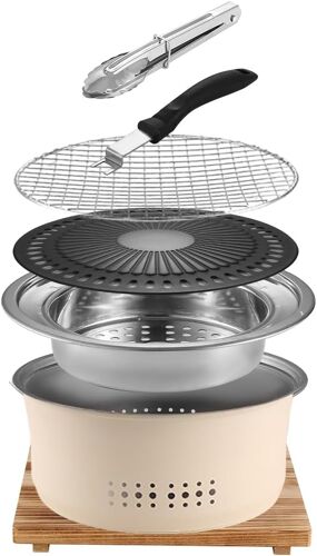 Ulteronixshop-Barbecue à charbon de bois portable en acier inoxydable, 26,7 cm, antiadhésif, rond, barbecue ou casserole chaude, eau bouillante, poêle à charbon pour la maison, les fêtes, le camping