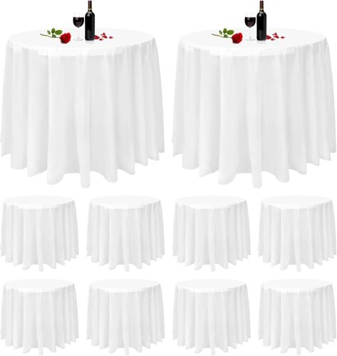 Ulteronixshop-Lot De 10 Nappes Rondes Blanches De 84 Cm En Plastique Jetables Pour Table Ronde De Qualité Supérieure Pour Pique-Nique, Barbecue, Fête, Anniversaire, Mariage, Banquet, Extérieur