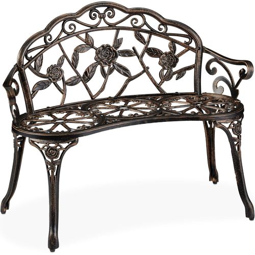 Ulteronixshop-Banc De Jardin, 2 Sièges, Roses, Terrasse, De Balcon, En Aluminium Et Fonte, Banc Antique, Hlp 78 X 99 X 52 Cm