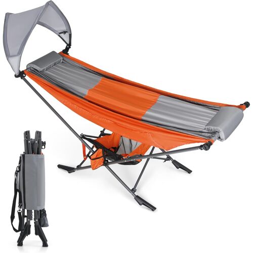 Ulteronixshop-Hamac De Camping - Hamac D'extérieur Avec Protection Solaire Amovible - Charge Maximale : 250 Kg - Hamac Portable Robuste Avec Sac De Voyage Pour Jardin, Intérieur, Balcon, Terrasse