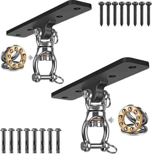 Ulteronixshop-Lot de 2 crochets de balançoire robustes pour aire de jeux intérieure et extérieure, balançoire de porche, kit de suspension pour bois et béton avec 8 vis à bois et 8 boulons d'extensio