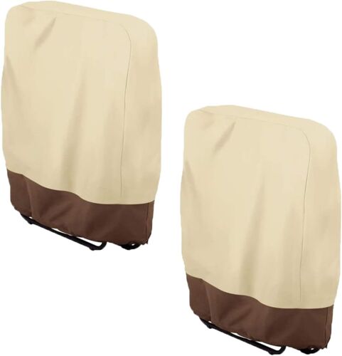 Ulteronixshop-Lot De 2 Housses De Chaise Pliante D'extérieur - 82 X 93 X 22 Cm - Imperméables - Oxford - Pour La Maison, Le Jardin - Protection Des Meubles (Beige)
