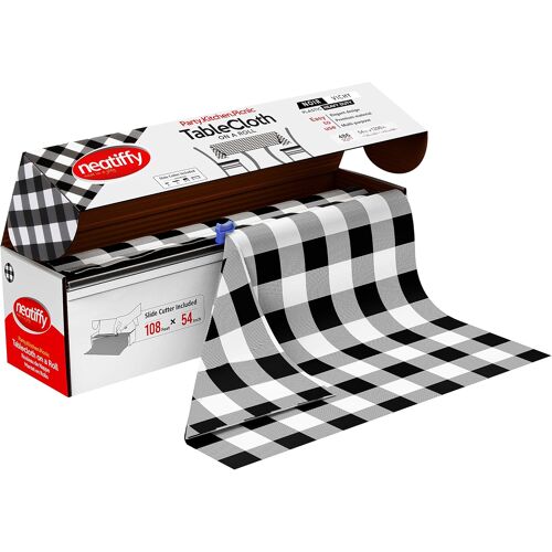 Ulteronixshop-Jetable en Plastique Rouleau De Nappe, Équivalent à 12 Paquets de Pique-Nique, Vichy Noir