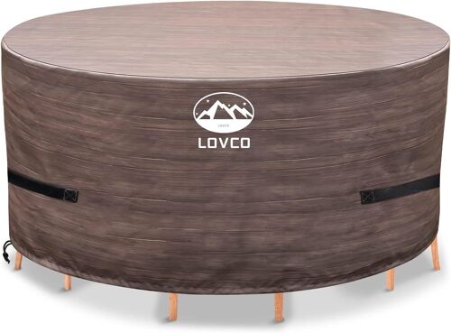 Ulteronixshop-Housse De Meubles De Patio 600d Résistante Aux Uv Avec Revêtement En Polyuréthane Robuste Et Imperméable, Adaptée Pour Les Tables De Patio Ovales (Marron, 157,7 Cm De Diamètre X 71,1 Cm