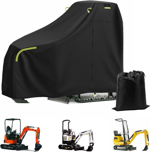 Ulteronixshop-Housse imperméable et respirante pour mini pelleteuse, avec fermeture éclair, bande réfléchissante, ourlet élastique, protection contre le soleil, pluie, poussière, vent, les UV (pour <