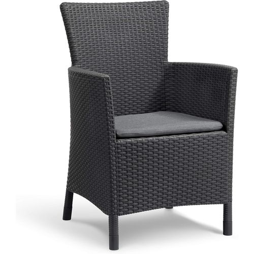Ulteronixshop-Allibert By Iowa Fauteuil De Jardin Avec Coussin D'assise En Plastique, Aspect Rotin Plat, Résistant Aux Intempéries, Aux Uv, Certifié Tüv Jusqu'à 110 Kg