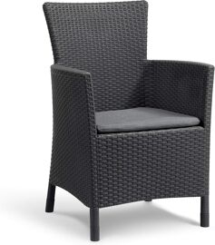 Ulteronixshop-Allibert By Iowa Fauteuil De Jardin Avec Coussin D'assise En Plastique, Aspect Rotin Plat, Résistant Aux Intempéries, Aux Uv, Certifié Tüv Jusqu'à 110 Kg
