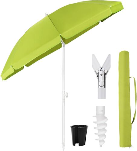Ulteronixshop-Parasol de Balcon 160 cm avec Housse de Protection & Adaptateur ¿ Réglable en Hauteur et Inclinaison, UPF 50+ pour Jardin, Terrasse & Plage (Rond, Résistant au Vent)