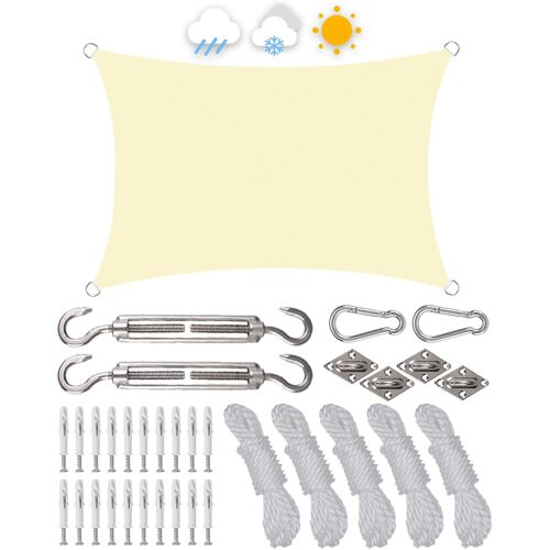 Ulteronixshop-Voile D'ombrage Rectangulaire En Polyéthylène Haute Densité De Qualité Supérieure - 95 % Respirant - Avec ?illets Et Cordes De Fixation - Imperméable - Idéal Pour L'extérieur, Le Jardin