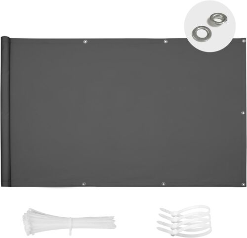 Ulteronixshop-Brise Vue Balcon 90x600cm Imperméable Cache Vue Balcon Protection Uv Opaque Résistant Aux Contre Vent Avec Trous Et Serre Câbles Pour Exterieur Terrasse-Anthracite