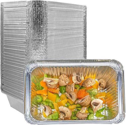 Ulteronixshop-50 Pièces Plat Aluminium Jetable 2250 ML Barquette Aluminium Idéales pour Grill, Barquette Aluminium Barbecue Réutilisables pour Barbecue, Cuisson et Batch Cooking