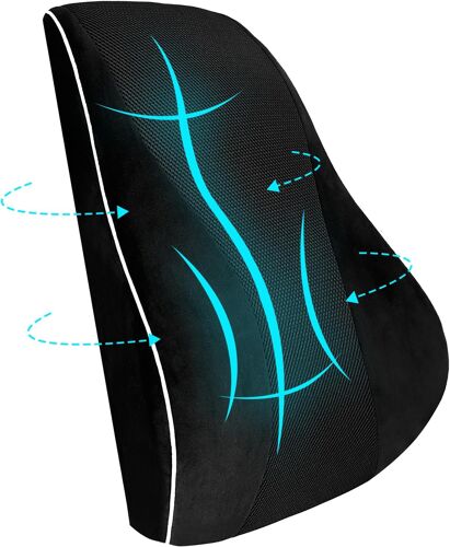 Ulteronixshop-Coussin Lombaire,Coussin de Soutien Lombaire Ergonomique Double Face Thermorégulé,Support Dorsal en Mousse à Mémoire Haute Densité,avec Double Sangles Réglables et Housse Amovible