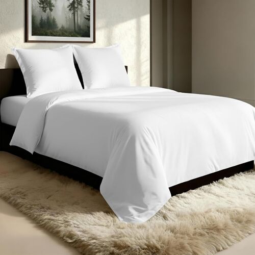 Ulteronixshop-Coton Peigné Ensemble De Housses De Couette 220x240 Cm 2 Personnes Blanc, 100% Coton Longue Tige 400 Fils Armure Satin, Housse De Couette De Luxe Avec Fermeture À Boutons Blanc (240x220